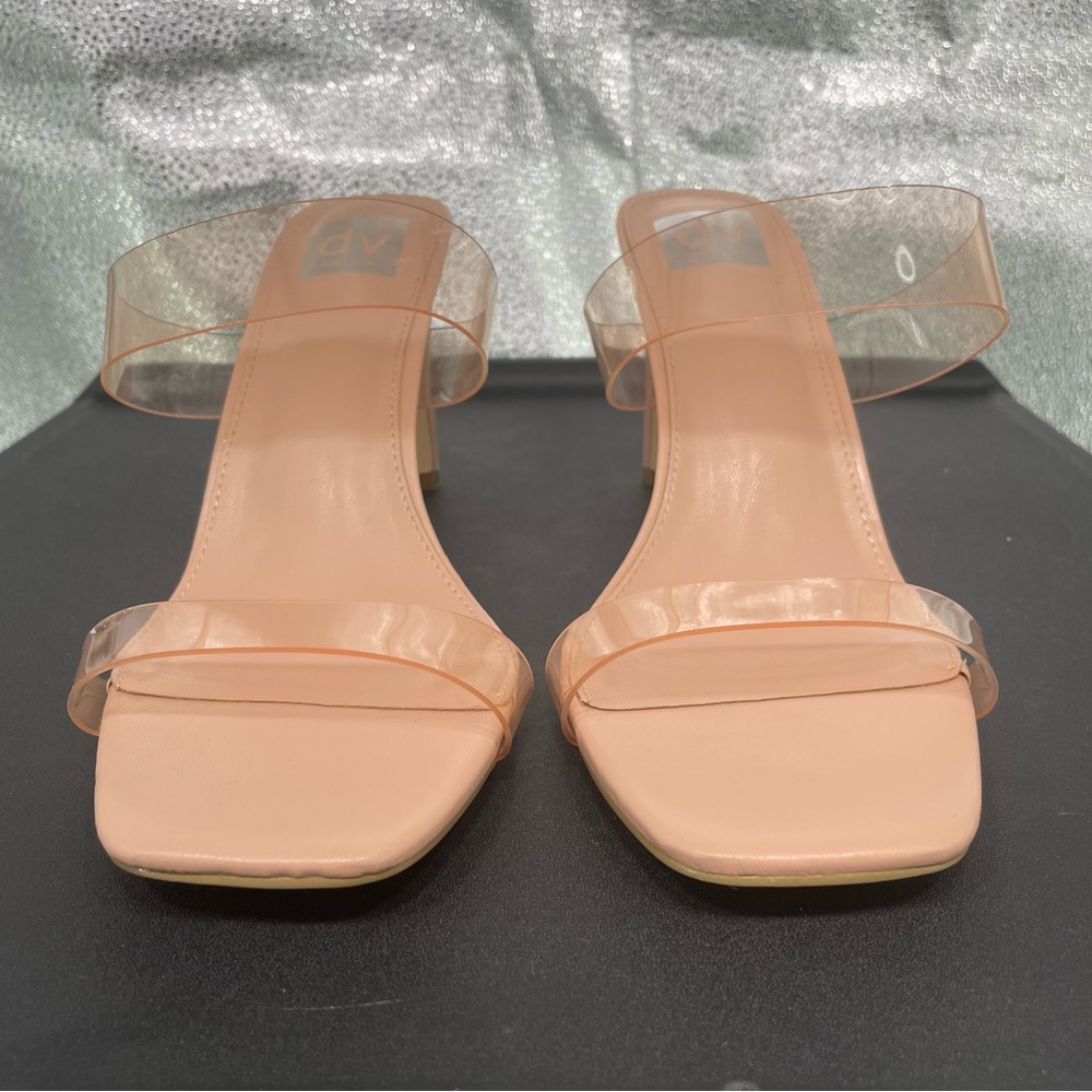 DV Dolce Vita Selsta Strappy Sandals Clear Blush Double Strap Block Heel size 10 - Picture 3 of 12